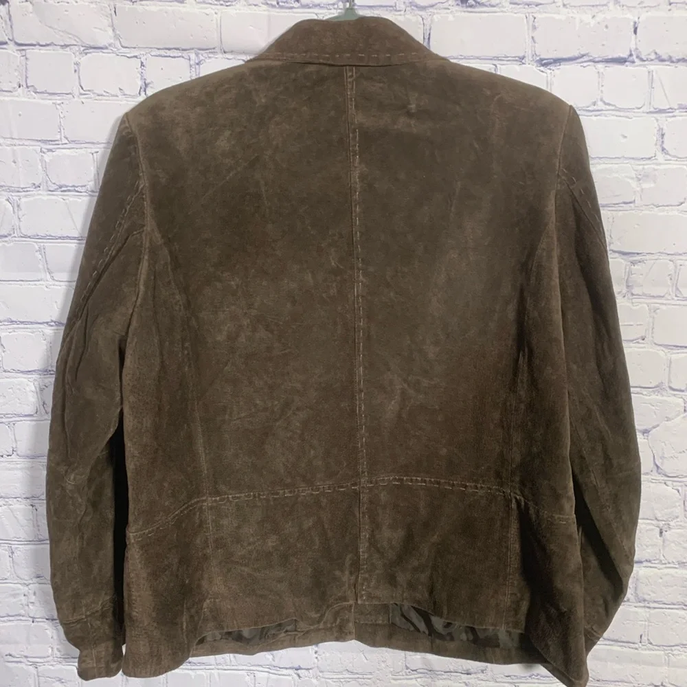 Massini Womens VTG Leather Button Down Jacket Brown Size L Western Boho Casual